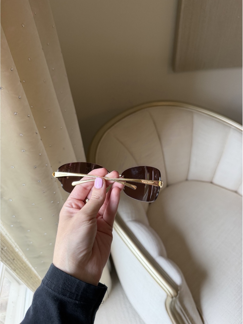 Cartier Rimless Rectangular Sunglasses - Picture 2 of 6